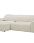 Canapé d'angle relax électrique en velours chiné beige DANIA -Angle gauche