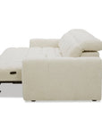 Canapé d'angle relax électrique en velours chiné beige DANIA -Angle gauche