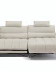 Canapé d’angle relax électrique en velours chiné beige LYANA - Angle droit