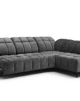 Canapé d'angle relax électrique en velours chiné gris ALVAR - Angle droit