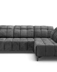 Canapé d'angle relax électrique en velours chiné gris ALVAR - Angle droit