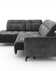 Canapé d'angle relax électrique en velours chiné gris ALVAR - Angle gauche