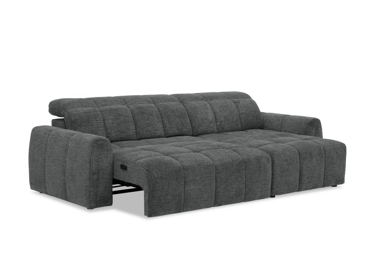Canapé d'angle relax électrique en velours chiné gris DANIA -Angle droit
