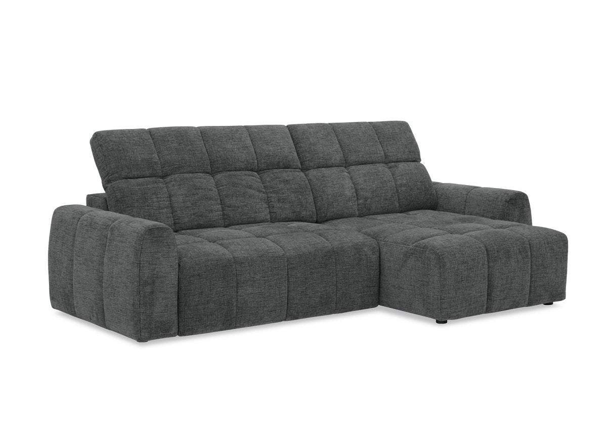 Canapé d'angle relax électrique en velours chiné gris DANIA -Angle droit