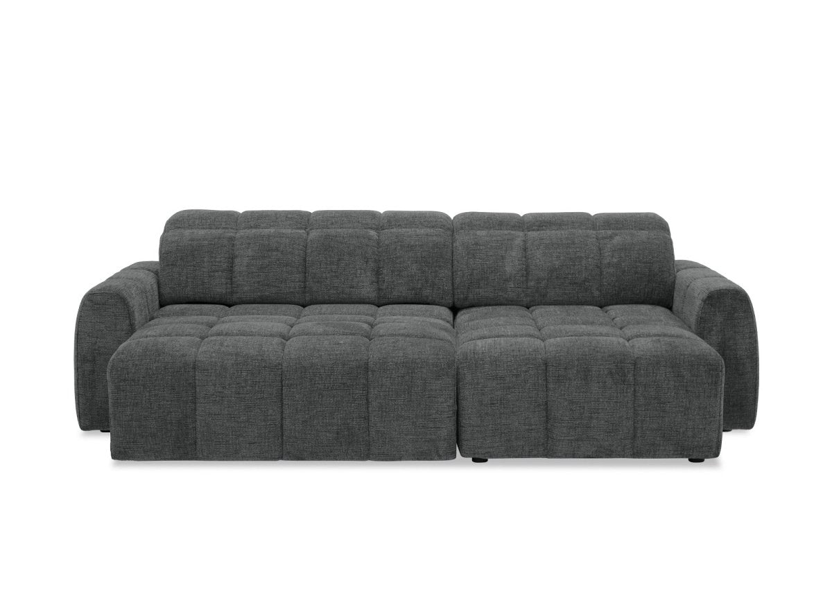 Canapé d'angle relax électrique en velours chiné gris DANIA -Angle droit