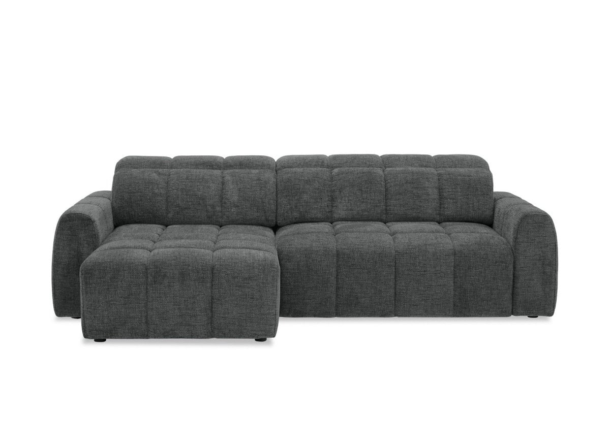Canapé d'angle relax électrique en velours chiné gris DANIA -Angle gauche