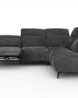Canapé d'angle relax électrique en velours chiné gris SOLINA - Angle droit