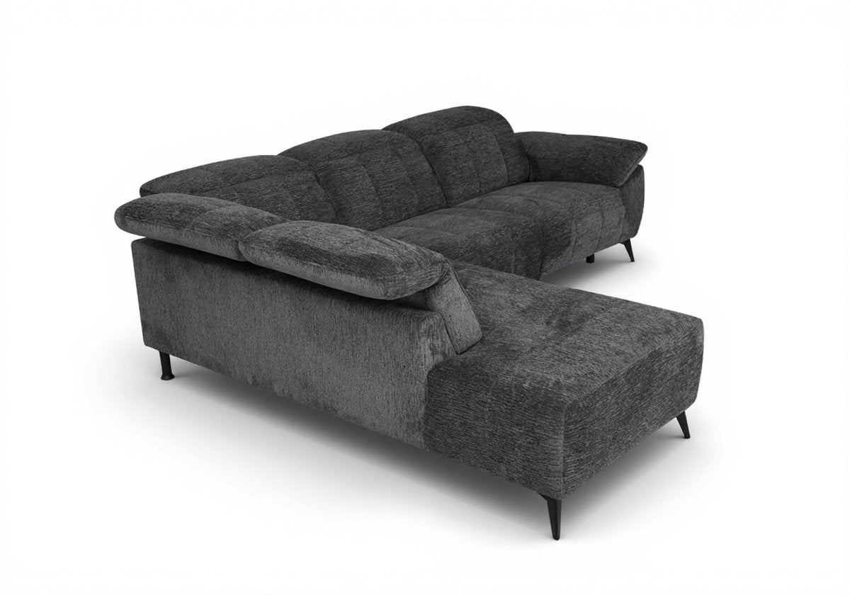 Canapé d'angle relax électrique en velours chiné gris SOLINA - Angle gauche