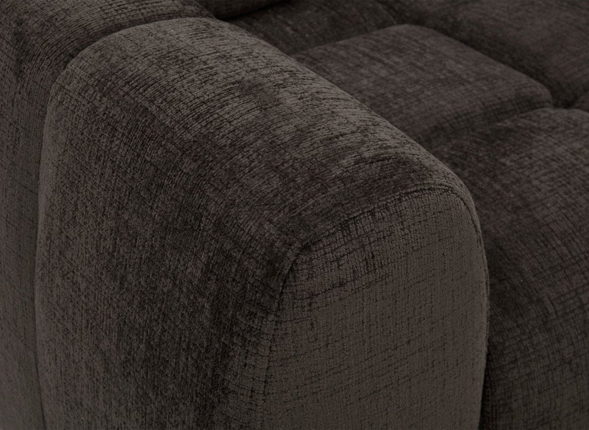 Canapé d'angle relax électrique en velours chiné marron DANIA -Angle droit