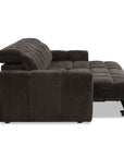 Canapé d'angle relax électrique en velours chiné marron DANIA -Angle droit