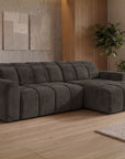 Canapé d'angle relax électrique en velours chiné marron DANIA -Angle droit