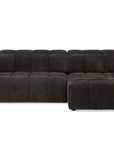 Canapé d'angle relax électrique en velours chiné marron DANIA -Angle droit