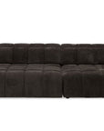 Canapé d'angle relax électrique en velours chiné marron DANIA -Angle droit