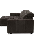 Canapé d'angle relax électrique en velours chiné marron DANIA -Angle gauche