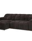 Canapé d'angle relax électrique en velours chiné marron DANIA -Angle gauche