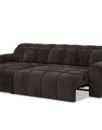 Canapé d'angle relax électrique en velours chiné marron DANIA -Angle gauche