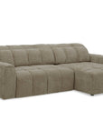 Canapé d'angle relax électrique en velours chiné taupe DANIA -Angle droit