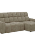 Canapé d'angle relax électrique en velours chiné taupe DANIA -Angle droit