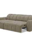Canapé d'angle relax électrique en velours chiné taupe DANIA -Angle gauche