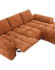 Canapé d’angle relax électrique en velours chiné terracotta ALPES - Angle droit