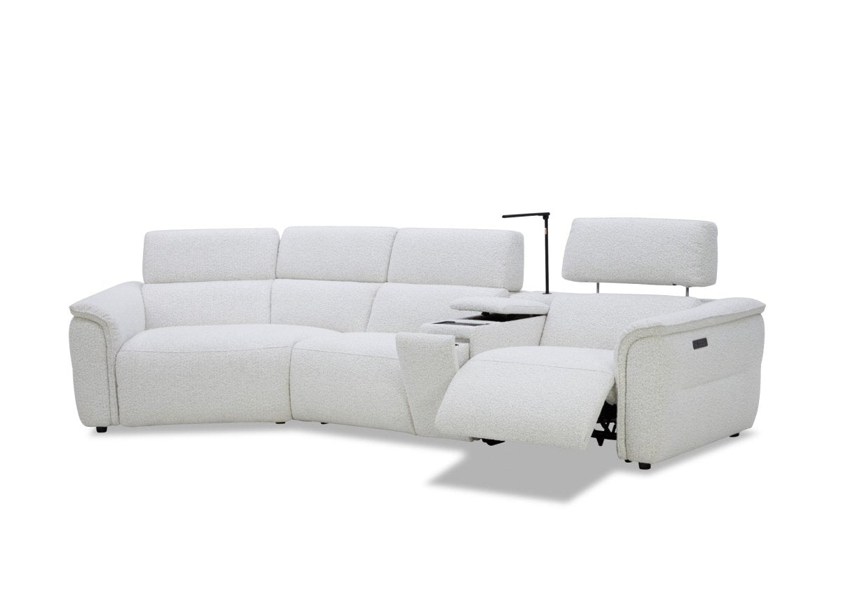 Canapé d'angle relax en tissu bouclette doux beige MARINA - Angle gauche