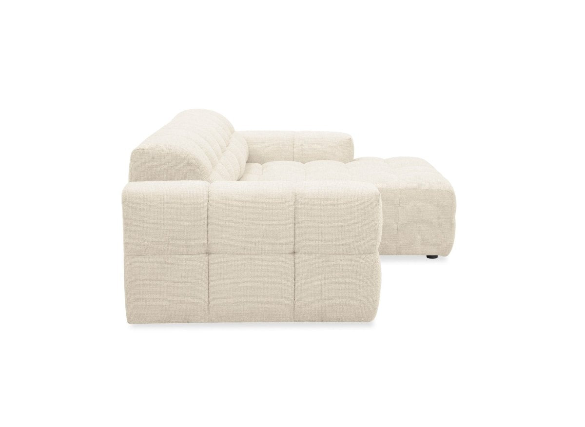 Canapé d'angle relax en velours texturé beige FEDORA - Angle droit