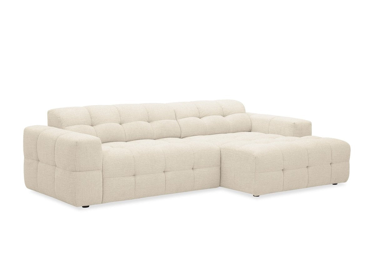 Canapé d'angle relax en velours texturé beige FEDORA - Angle droit
