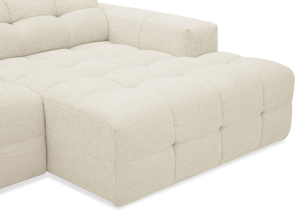 Canapé d'angle relax en velours texturé beige FEDORA - Angle droit