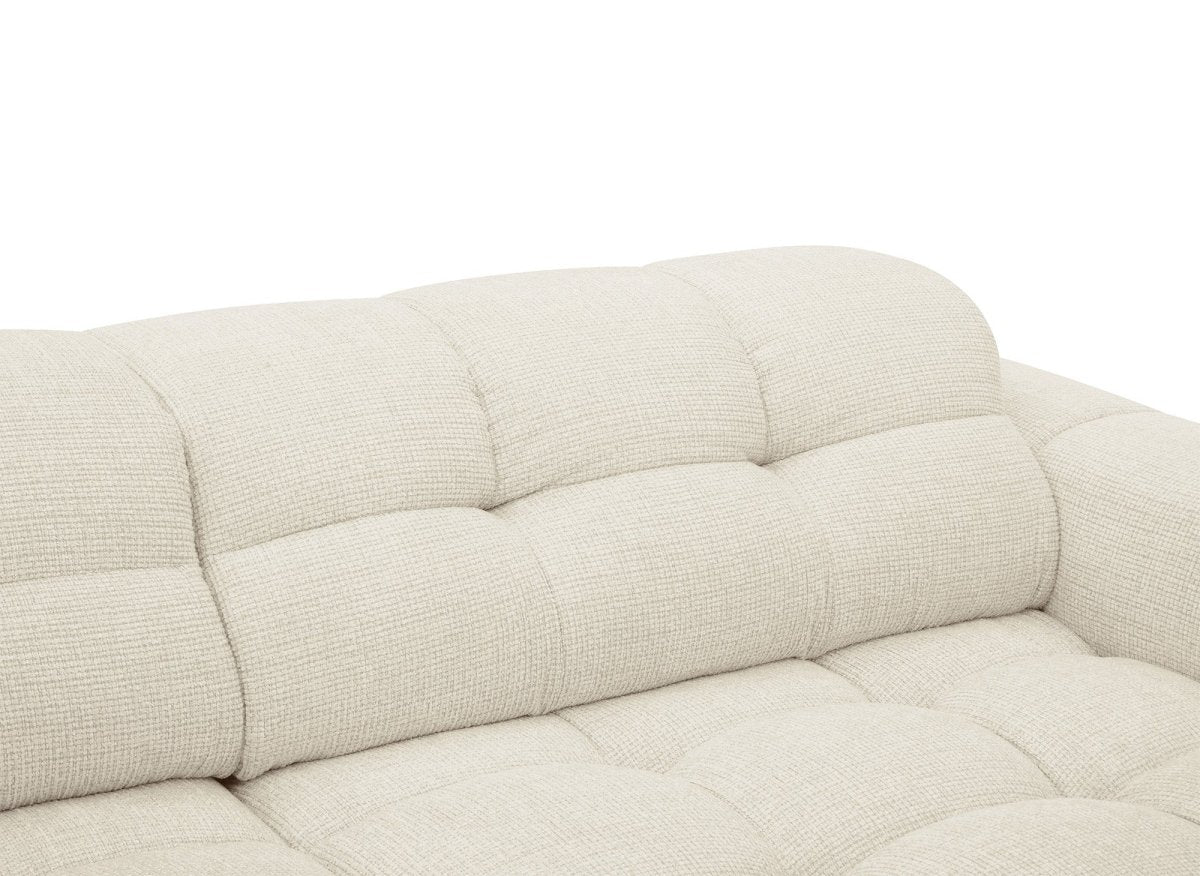 Canapé d'angle relax en velours texturé beige FEDORA - Angle droit
