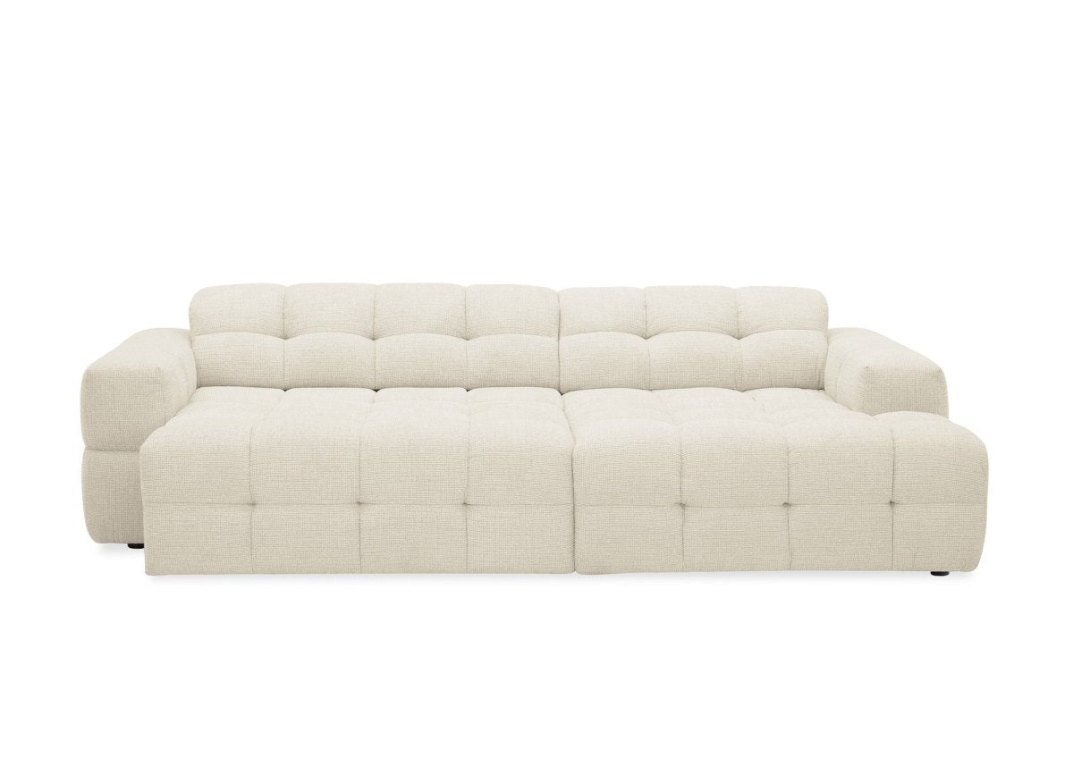 Canapé d'angle relax en velours texturé beige FEDORA - Angle droit