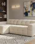 Canapé d'angle relax en velours texturé beige FEDORA - Angle gauche