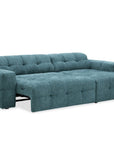 Canapé d'angle relax en velours texturé bleu FEDORA - Angle droit