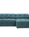 Canapé d'angle relax en velours texturé bleu FEDORA - Angle droit