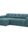 Canapé d'angle relax en velours texturé bleu FEDORA - Angle gauche