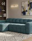 Canapé d'angle relax en velours texturé bleu FEDORA - Angle gauche