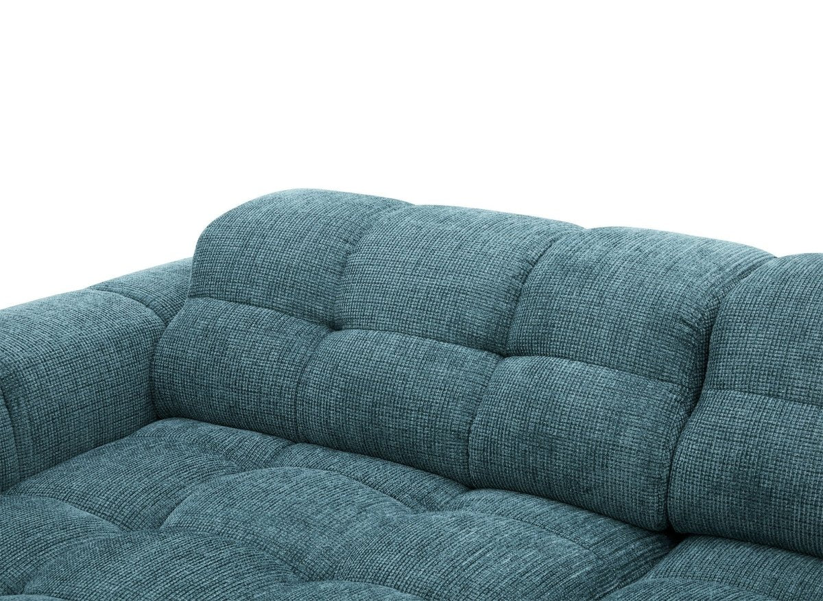 Canapé d'angle relax en velours texturé bleu FEDORA - Angle gauche