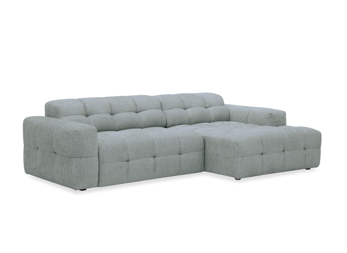 Canapé d'angle relax en velours texturé gris FEDORA - Angle droit