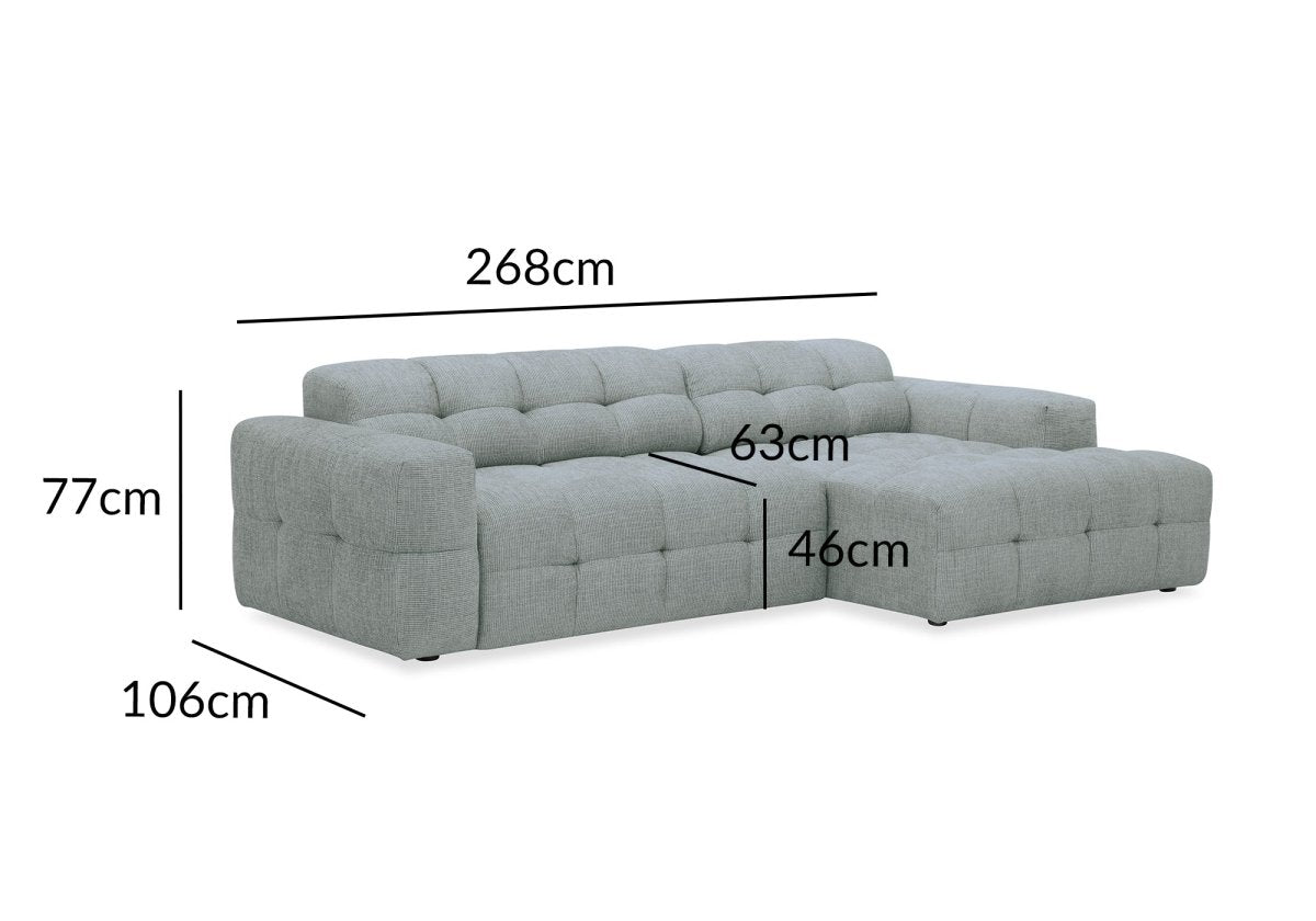 Canapé d'angle relax en velours texturé gris FEDORA - Angle droit