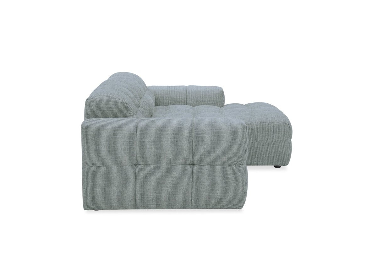Canapé d'angle relax en velours texturé gris FEDORA - Angle droit