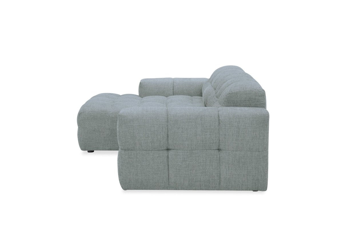 Canapé d'angle relax en velours texturé gris FEDORA - Angle gauche
