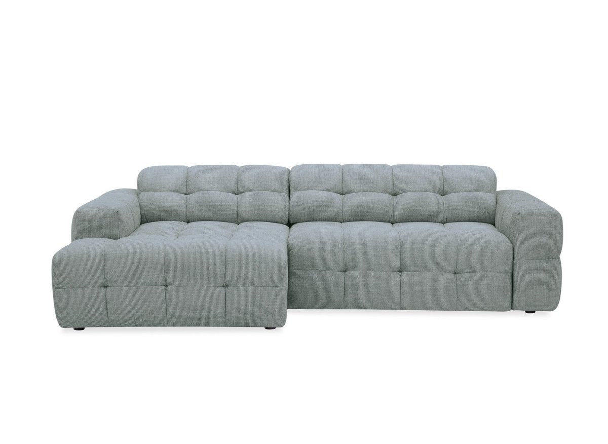 Canapé d'angle relax en velours texturé gris FEDORA - Angle gauche