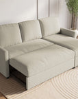Canapé d'angle réversible convertible coffre de rangement en tissu beige ADAM