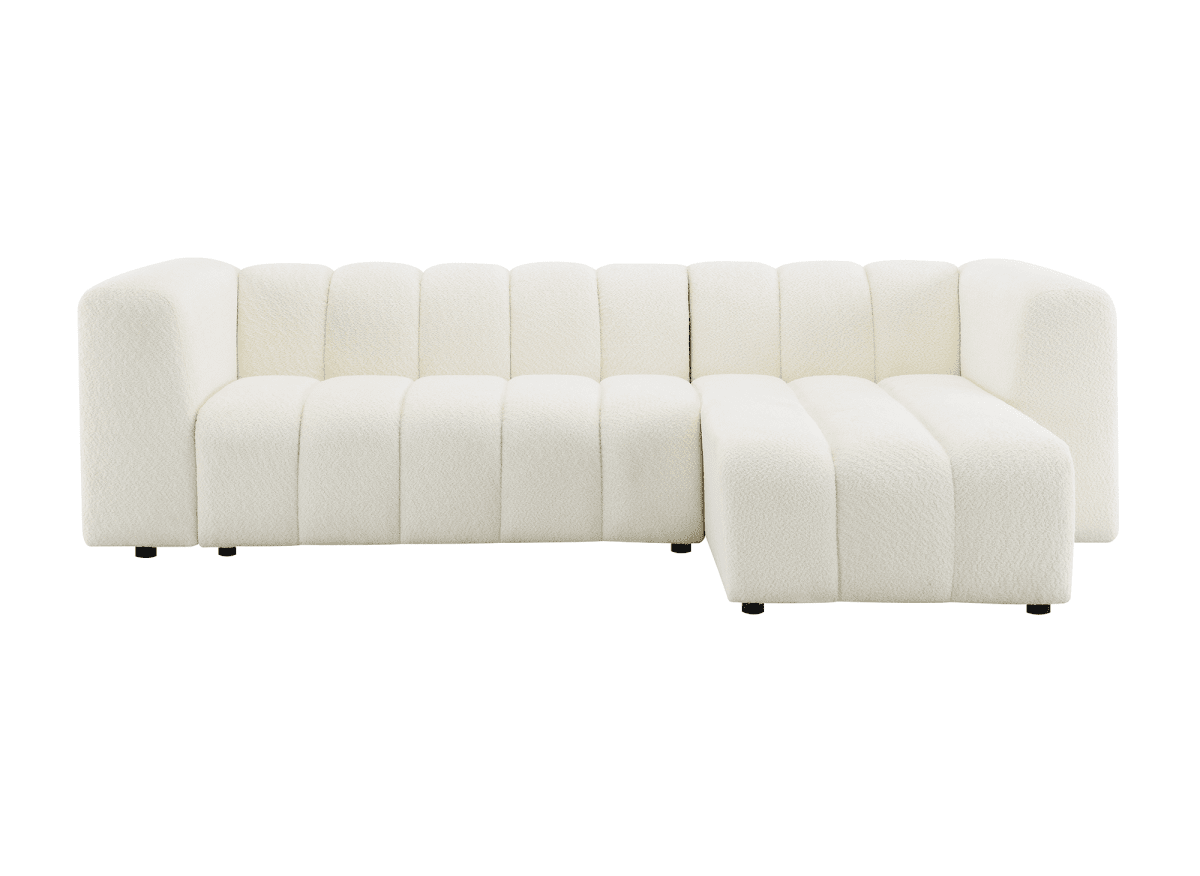 Canapé d'angle réversible en tissu bouclette écru AELIS