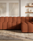 Canapé d'angle réversible en tissu bouclette terracotta AELIS