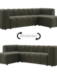 Canapé d'angle réversible en tissu bouclette vert AELIS