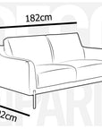 Canapé droit fixe 2 places en velours gris CELINE