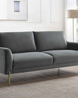 Canapé droit fixe 2 places en velours gris CELINE