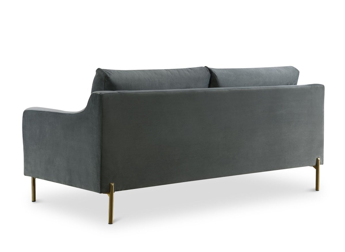 Canapé droit fixe 2 places en velours gris CELINE