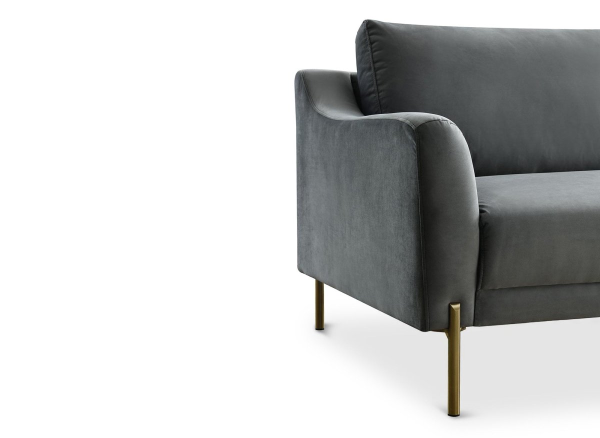 Canapé droit fixe 2 places en velours gris CELINE