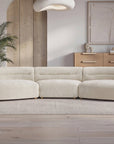 Canapé droit fixe 6 places en velours tissé beige IMENIA